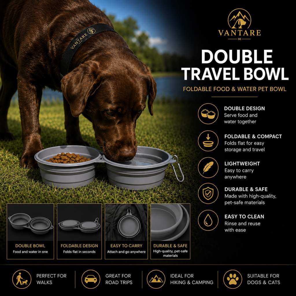 Vantare Double Foldable Travel Bowl